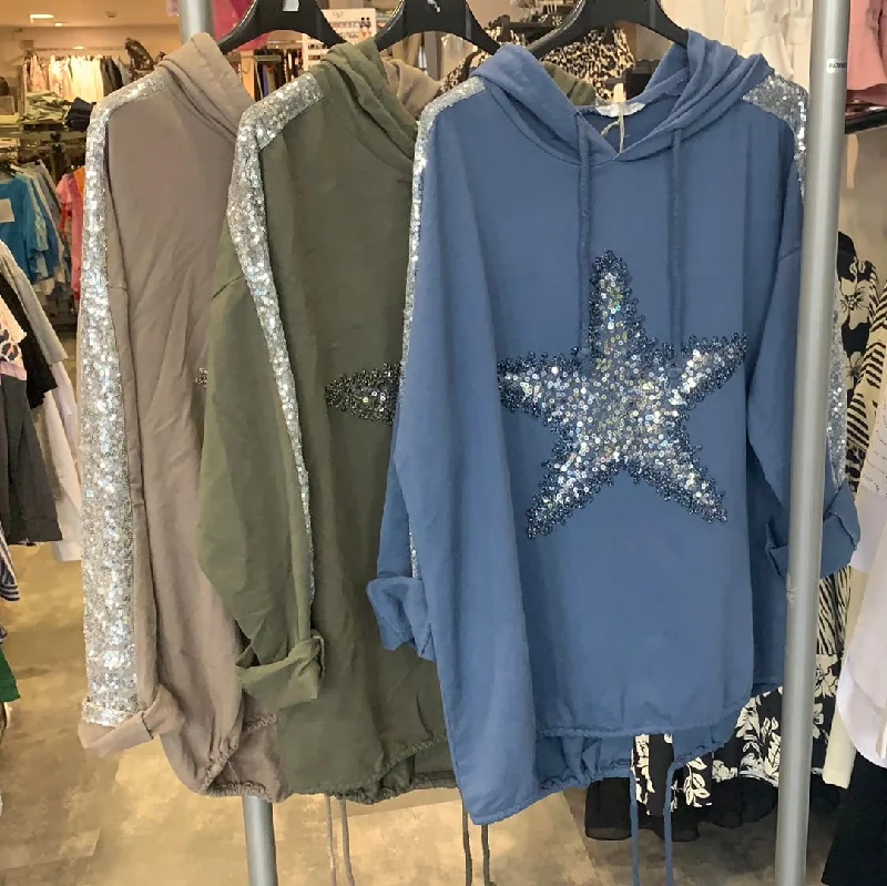 Sequin star hoodie