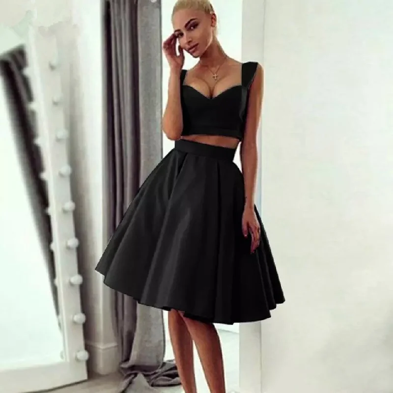 FashionSierra - Simple Knee Length Homecoming Dress  Two Pieces