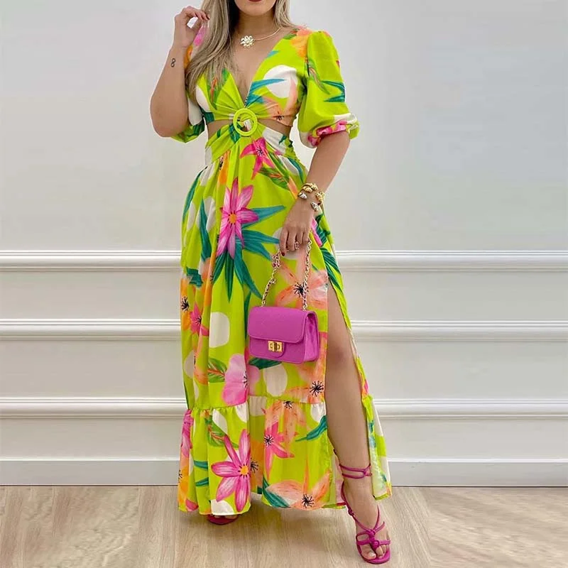 African Bohemia Beach Party V-neck Maxi Dress