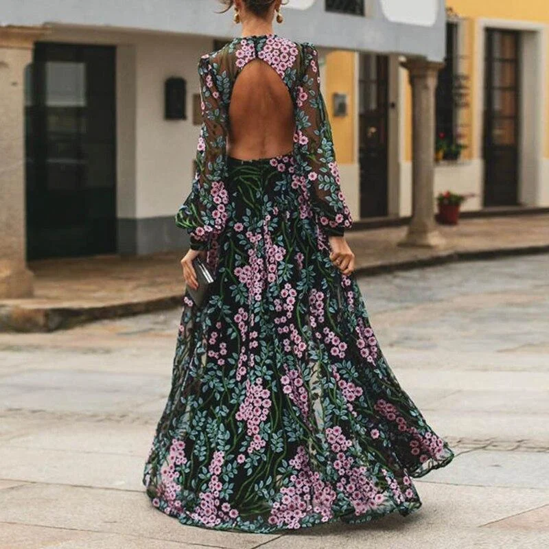 FashionSierra - Vintage Backless Long Maxi Dress