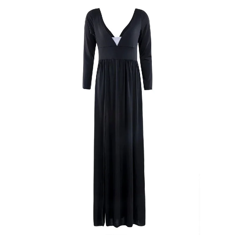 FashionSierra - Women Autumn Long Sleeve Maxi Dress Elegant Split Formal Evening Party Dress Fashion V neck Women vestidos