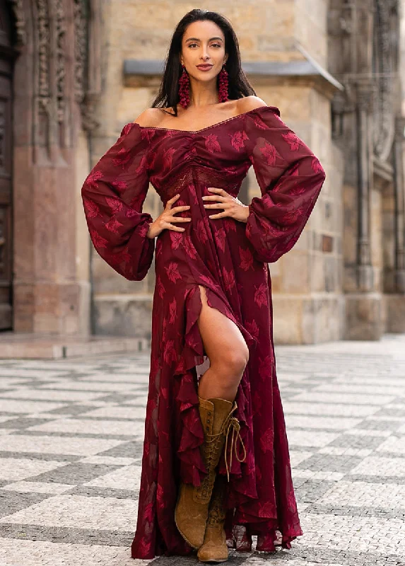 Isabella Dress in Burgundy