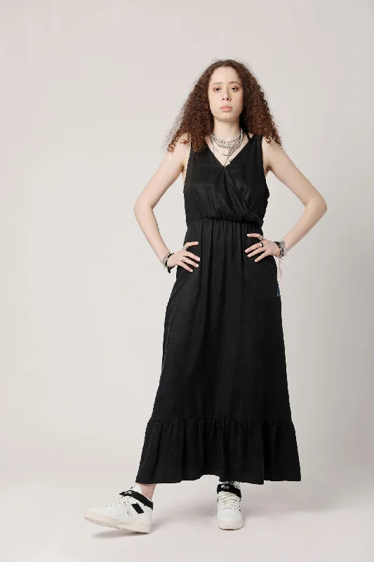 WHIRLYGIG Cupro Maxi Dress Black