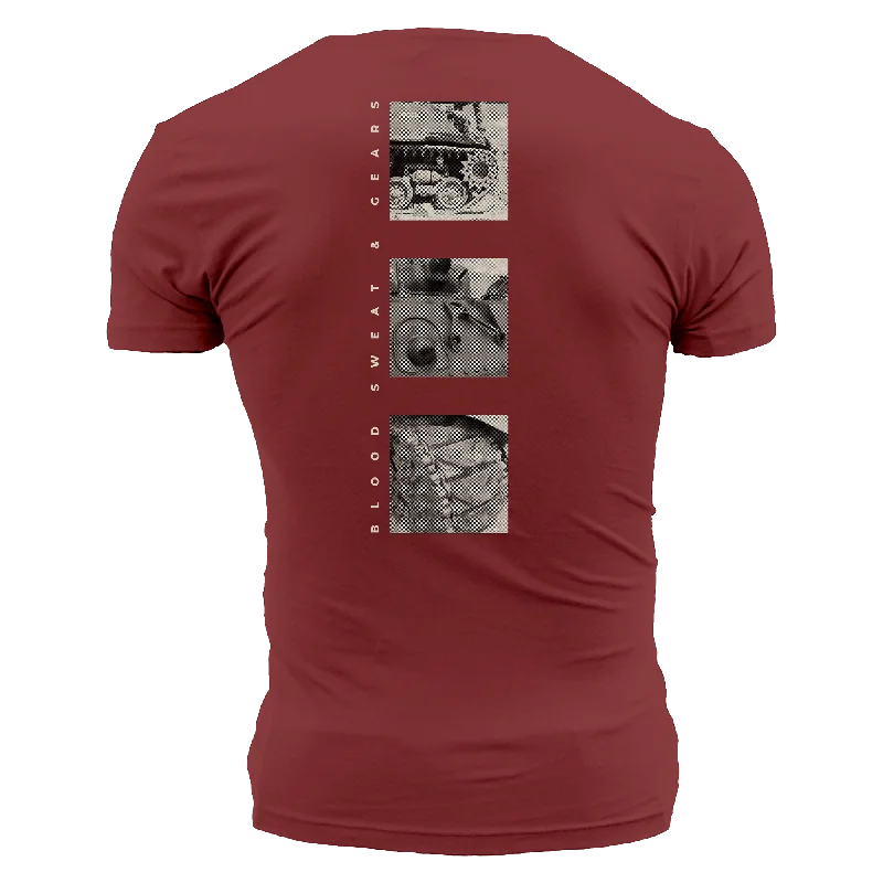 Blood, Sweat & Gears T-Shirt - Red Plum