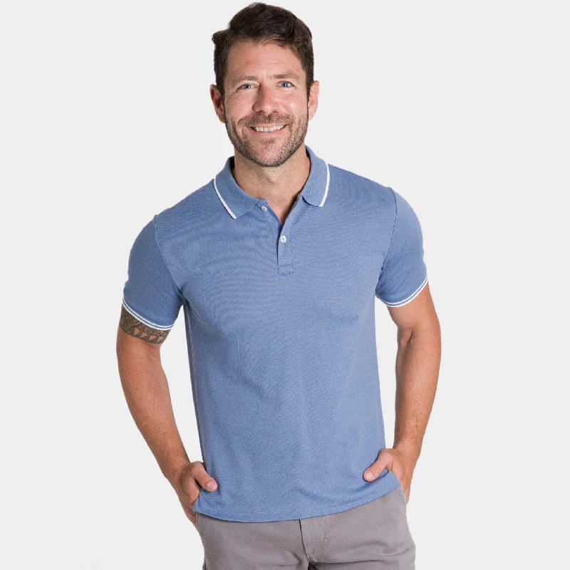 Blue Micro Pique Polo