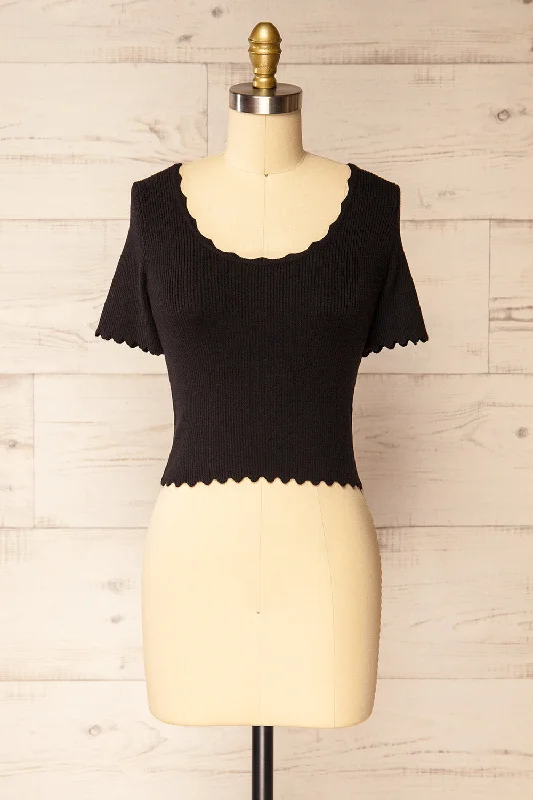 Brussels Black | Cropped Ribbed Top