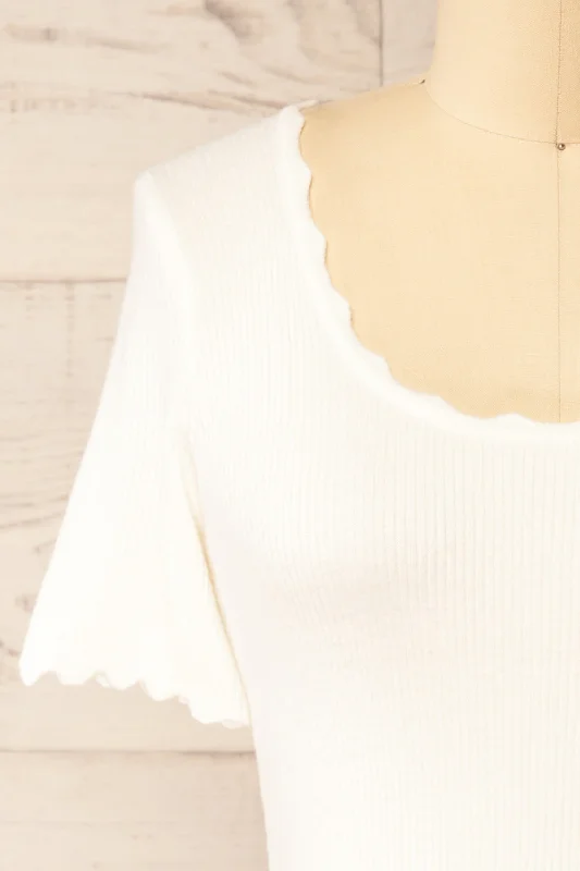 Brussels White | Cropped Ribbed Top