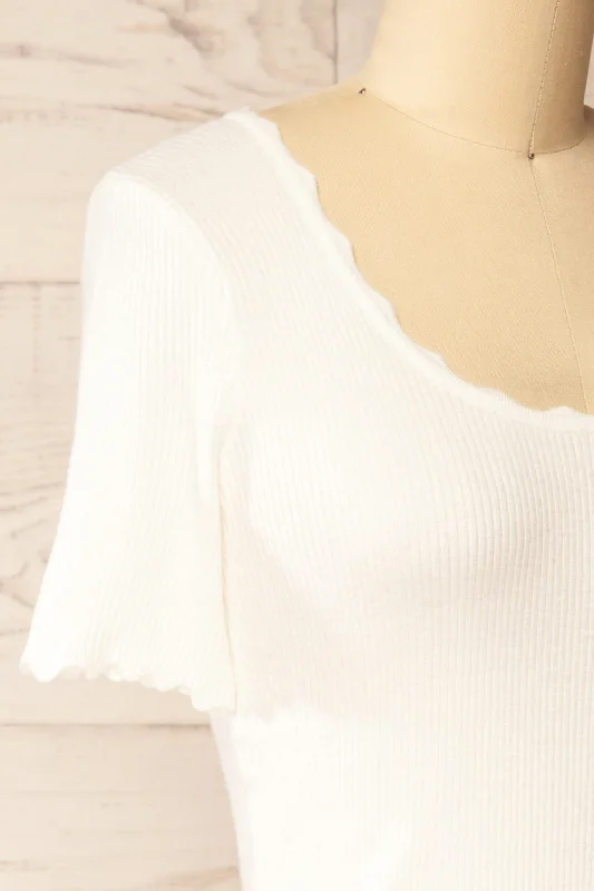 Brussels White | Cropped Ribbed Top