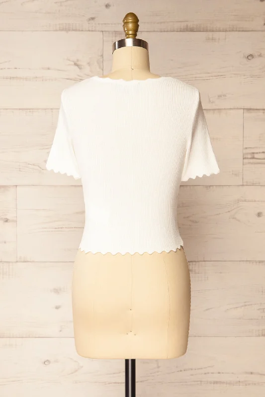 Brussels White | Cropped Ribbed Top