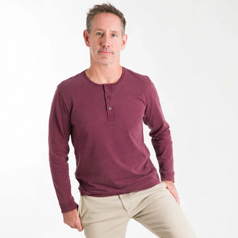 Burgundy Long Sleeve Pima Cotton Henley