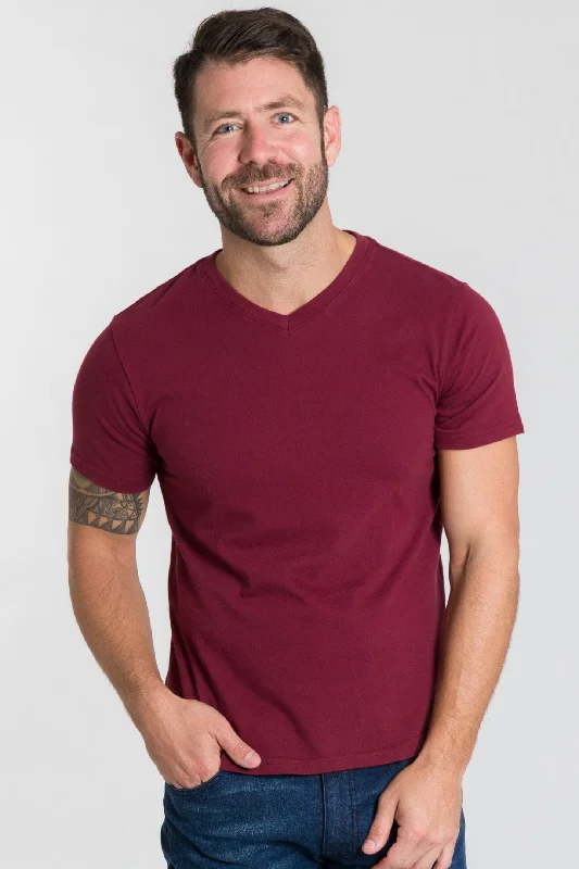 Burgundy Port V-Neck Tee