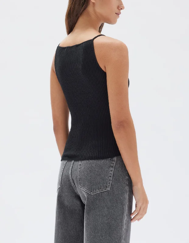 Calisto Silk Knit Tank Black