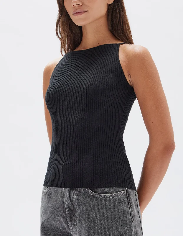 Calisto Silk Knit Tank Black