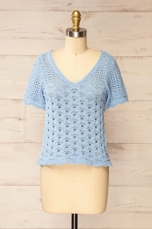 Doleen Blue | Short Sleeve Knit T-Shirt