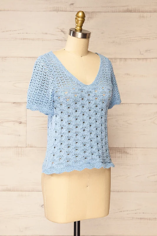 Doleen Blue | Short Sleeve Knit T-Shirt