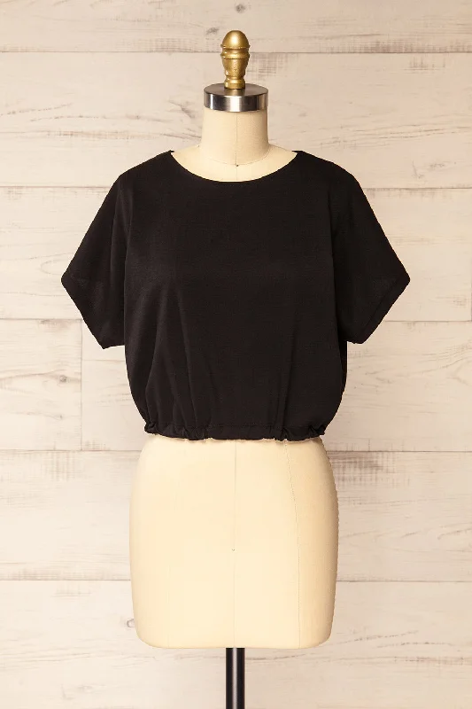 Haddington Black | Cropped T-Shirt w/ Adjustable Waist