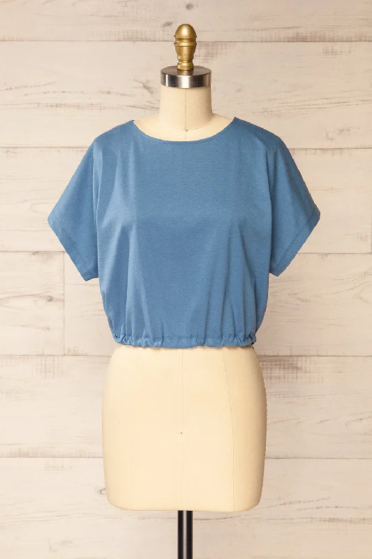 Haddington Blue | Cropped T-Shirt w/ Adjustable Waist