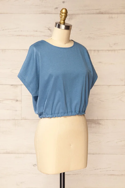 Haddington Blue | Cropped T-Shirt w/ Adjustable Waist