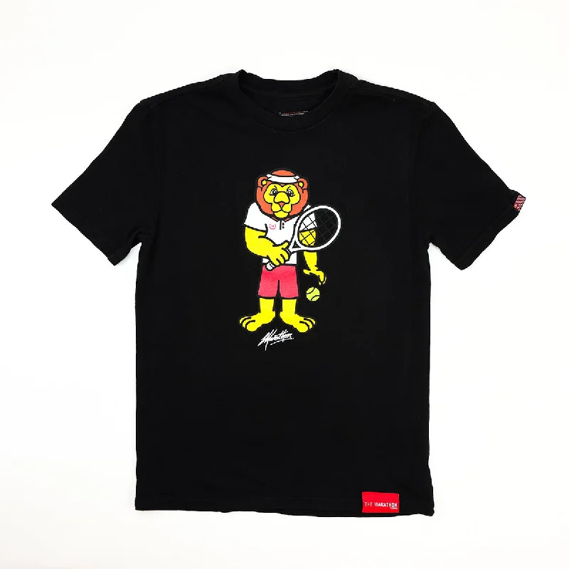 Leo Lion Tennis Kid's T-Shirt - Black