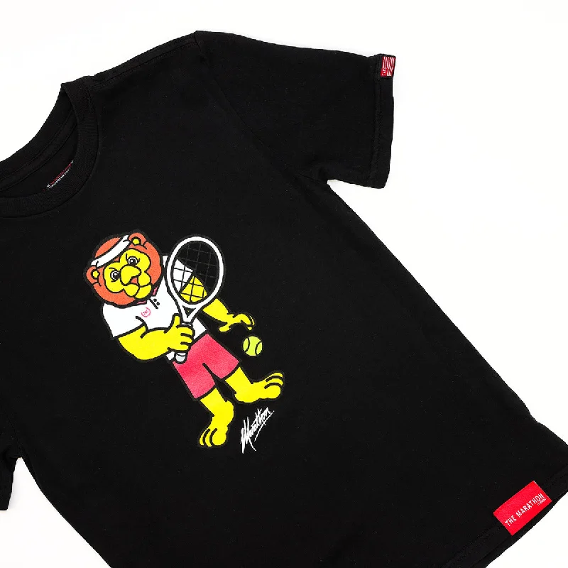 Leo Lion Tennis Kid's T-Shirt - Black