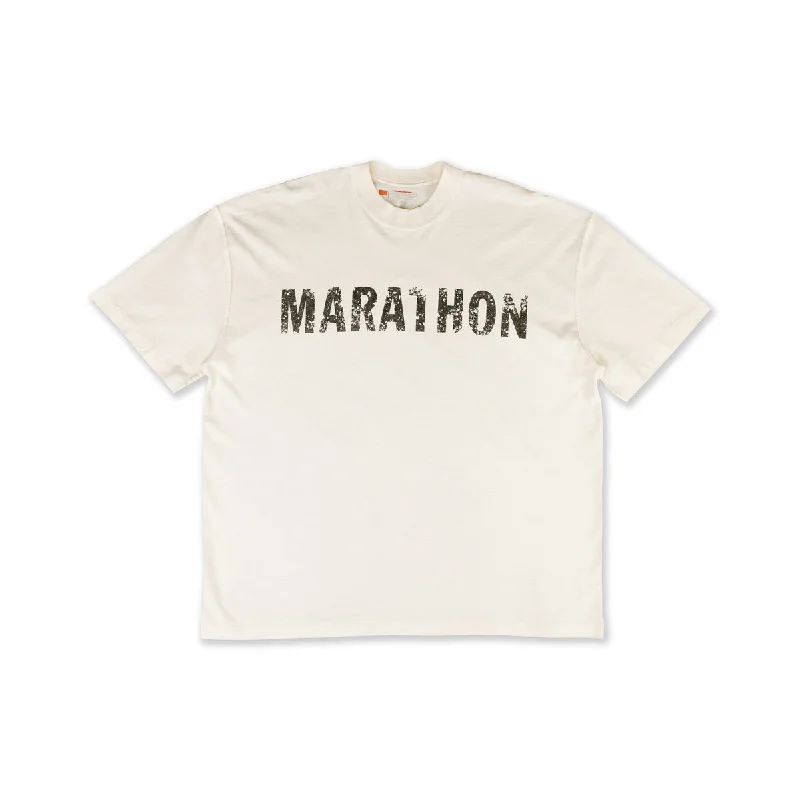 Marathon Distressed T-Shirt - Bone/Black