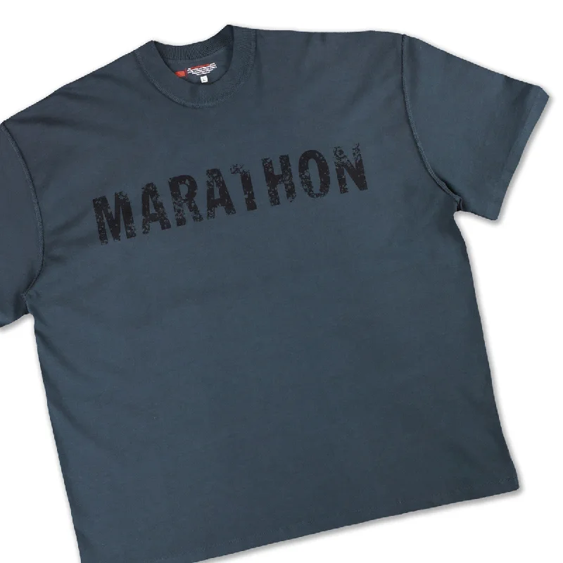 Marathon Distressed T-Shirt - Cobalt/Black