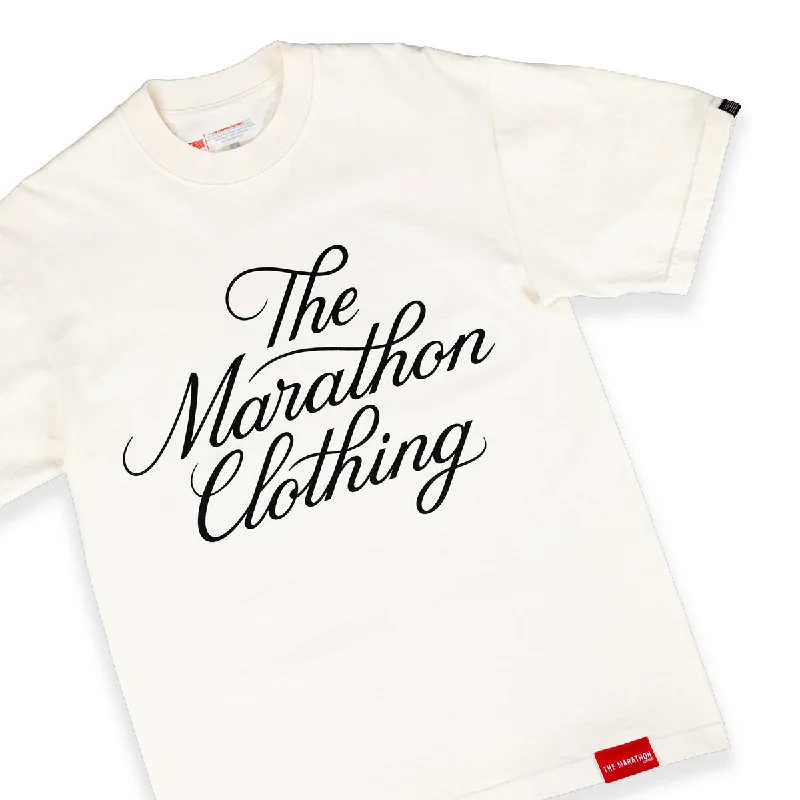 Marathon Stacked Script T-Shirt - Bone/Black