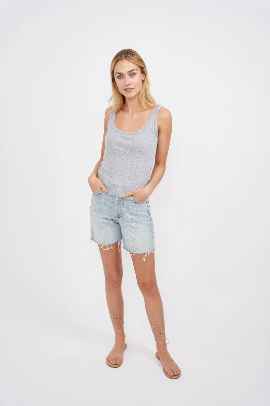 Pointelle Tank - Grey