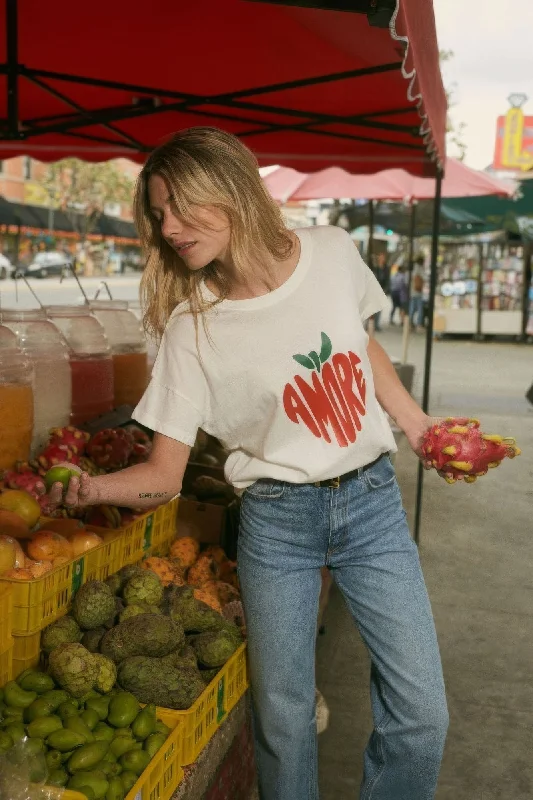 Hot Girl Amore Garment-Washed Fruit Short Sleeve Graphic Tee In Ivory