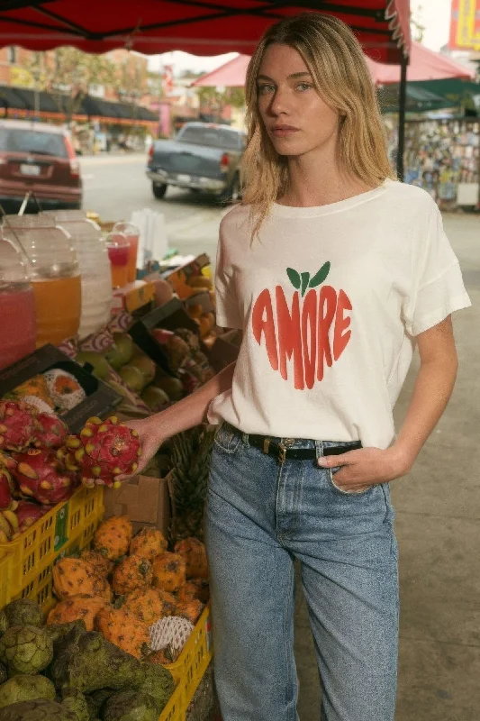 Hot Girl Amore Garment-Washed Fruit Short Sleeve Graphic Tee In Ivory