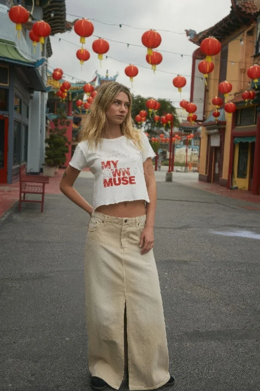 Hot Girl My Own Muse Vintage Wash Cropped In White Short Sleeve Graphic Tee