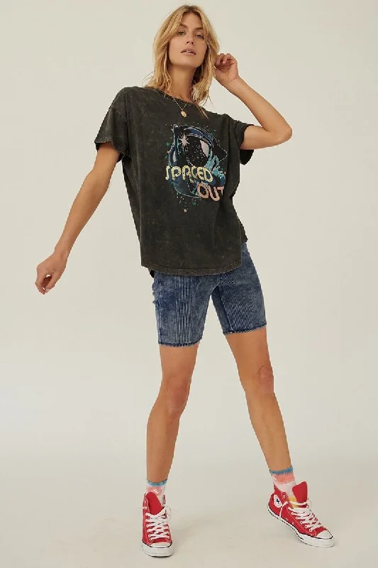 Hot Girl Spaced Out Mineral Washed Graphic Short Sleeve Tee