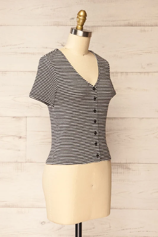 Sailar | Short Striped T-Shirt w/ Buttons