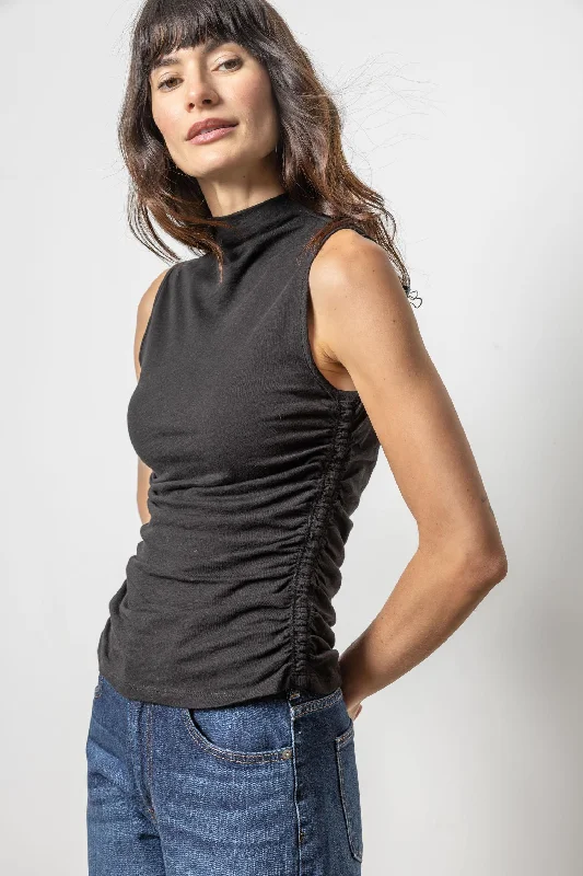 Shirred Mock Neck Tank