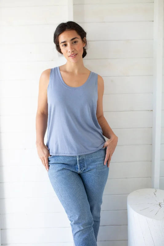 Soft Tee Scoop Tank - Blue Hydrangea