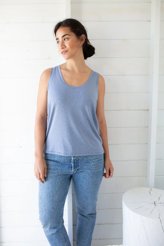 Soft Tee Scoop Tank - Blue Hydrangea