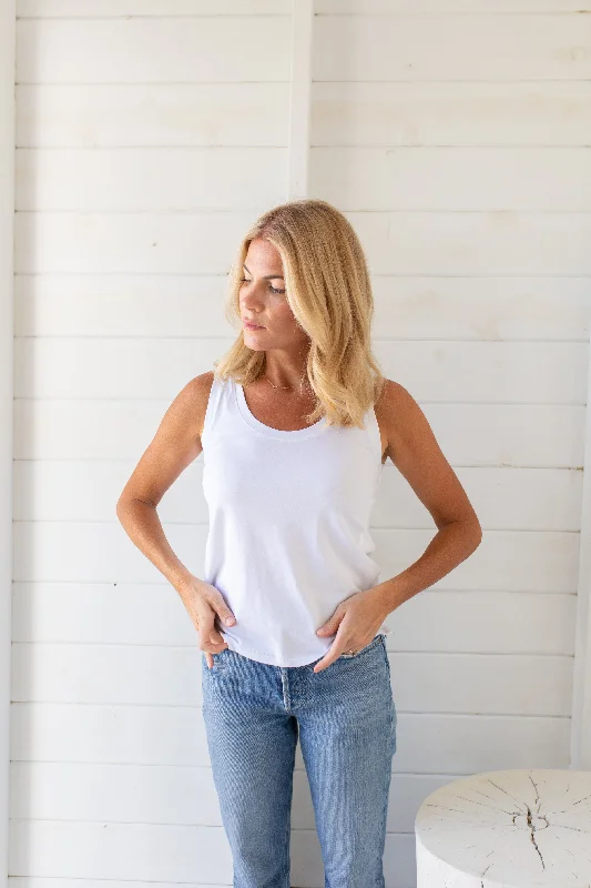 Soft Tee Scoop Tank - White