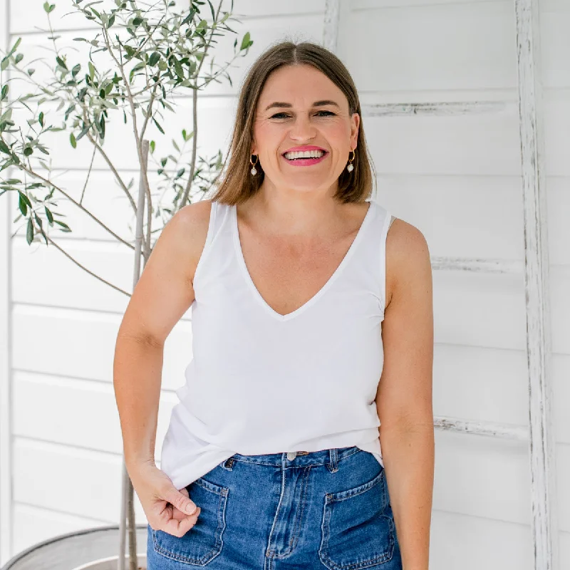 Taisa v-neck tank - white