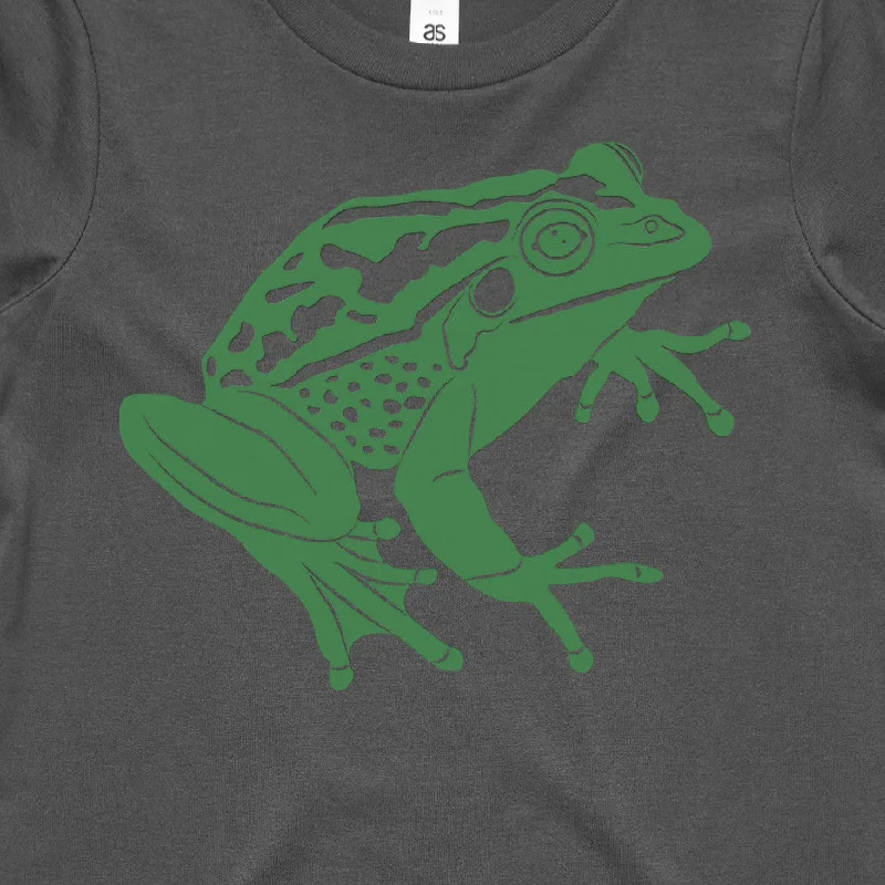 Green and Golden Bell Frog Kids Tee Charcoal