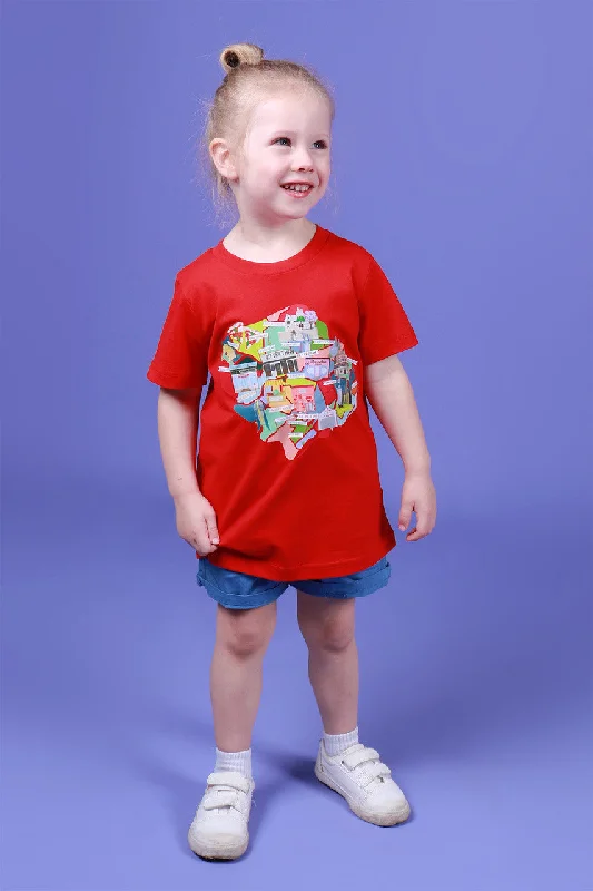 Inner West Map Kids Tee Red