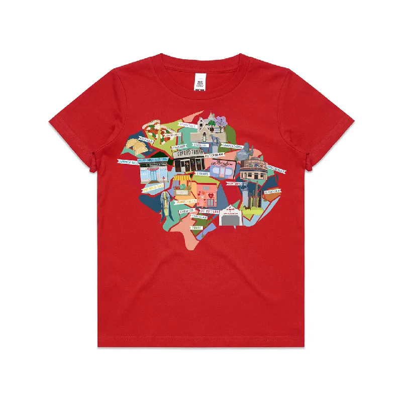 Inner West Map Kids Tee Red