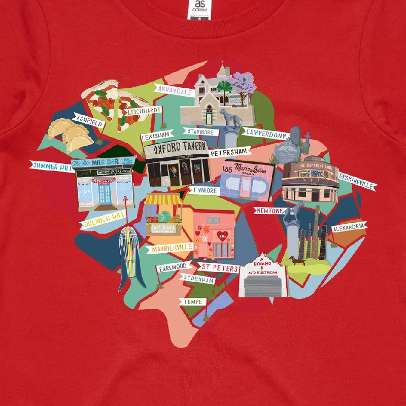 Inner West Map Kids Tee Red