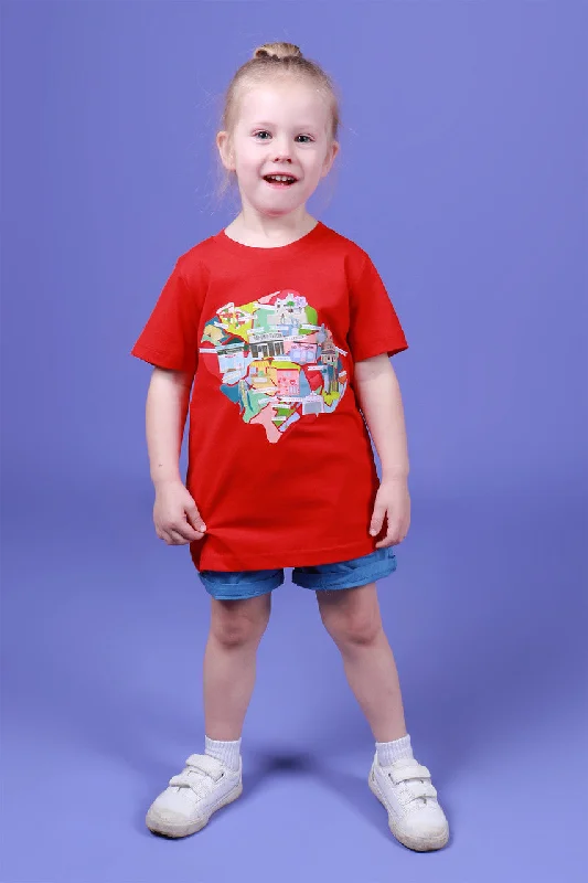 Inner West Map Kids Tee Red