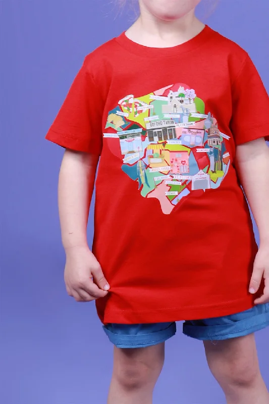 Inner West Map Kids Tee Red