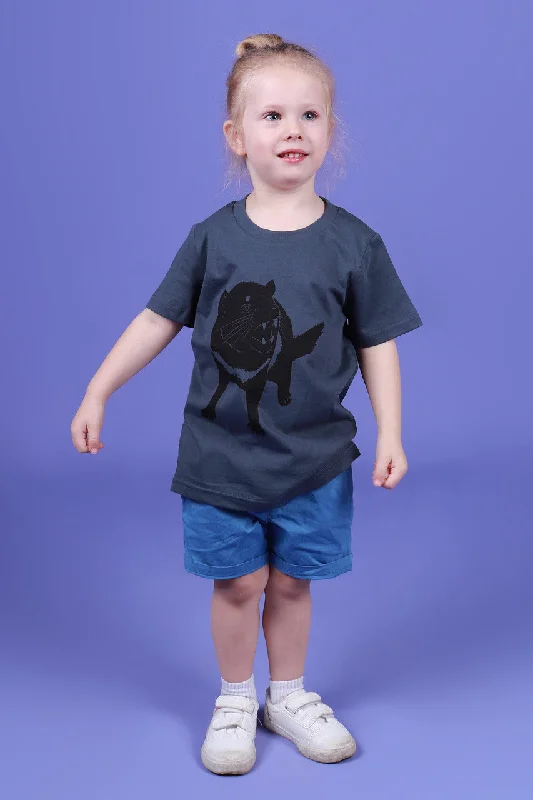 Tassie Devil Kids Tee Petrol Blue