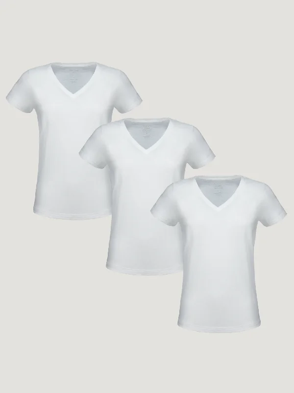 Women's All White V-Neck 3-Pack