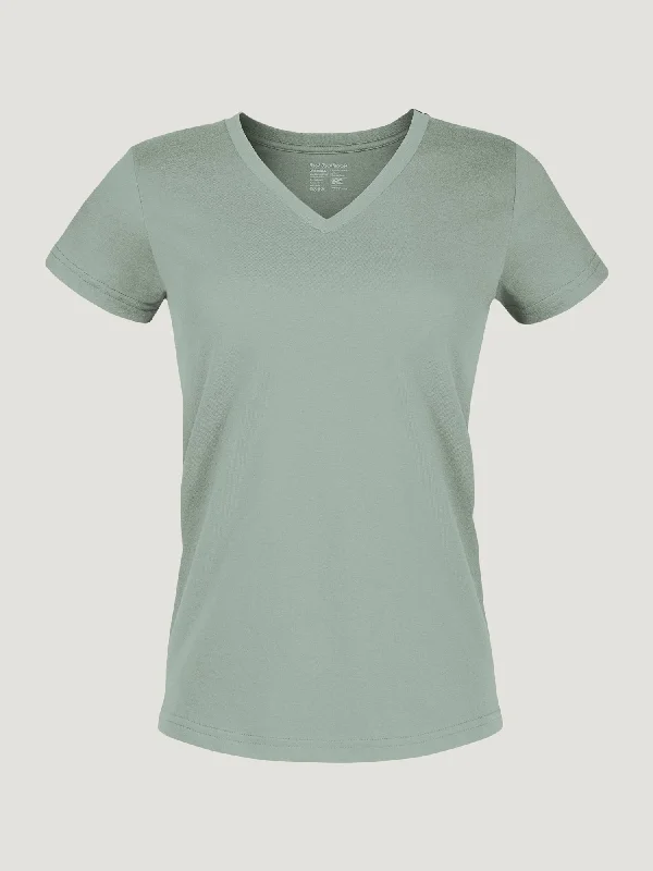 Women's Vintage Green V-Neck