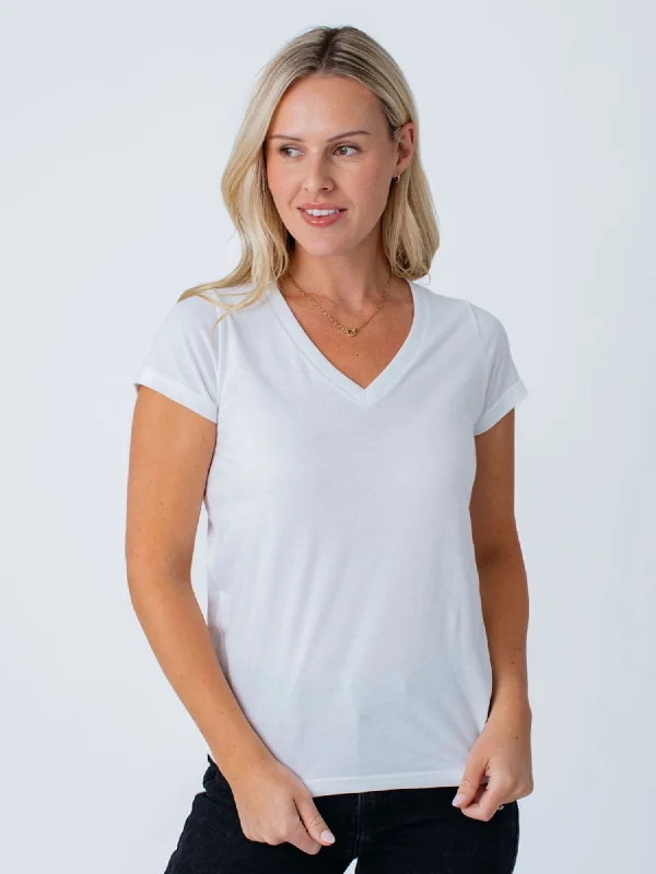 Women's White V-Neck